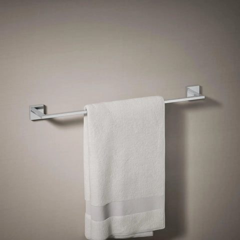 Square 24 Inch Towel Bar In Polished Chrome Dope Modern Bathroom Accessory With Clean Lines Easy Mount Durable Steel Complements Other Square Fixtures For A Cohesive Look And Feel, wall mounted with towel