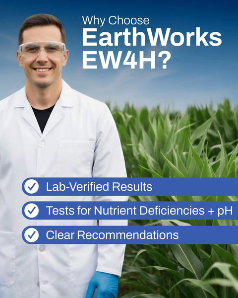 Scientist holding lab results for Soil Test Kit With Mail In Lab Analysis For PH And Nutrients in a field