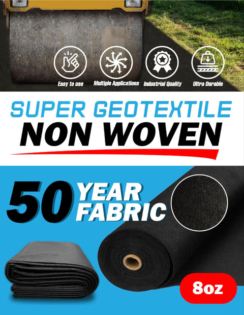 Roll of 8 Ounce Heavy Duty Geotextile Fabric For Landscaping And Erosion Control Non Woven Underlayment For French Drains