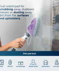 Whole Home Steam Mop With Detachable Handheld for sealed floors cleaning stubborn messes on glass with a dual-sided pad.