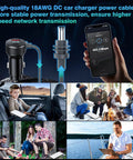 Gotta Have This Heavy Duty 3 In 1 Starlink Mini Car Charger With 10 Foot Waterproof Dc Cable And Dual Rapid Usbc Usba Fast Charging Adapter For Rv Trips, installation in various outdoor settings.