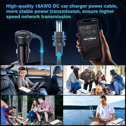 Gotta Have This Heavy Duty 3 In 1 Starlink Mini Car Charger With 10 Foot Waterproof Dc Cable And Dual Rapid Usbc Usba Fast Charging Adapter For Rv Trips, installation in various outdoor settings.