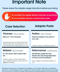 Instruction sheet for Quad Series Mountain Bike Phone Mount adapter usage and case selection guidelines.