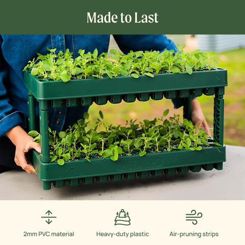 10 By 20 Inch Seed Starter Tray With 76 Cells, Stackable Germination Trays For Plants Vegetables Herbs And Flowers, Space Saving Design With Air Pruning, Great For Indoor Seed Starting, 4 Pack