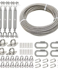 Beefed Up Heavy Duty One Quarter Inch Wire Rope Kit With Fifty Foot Stainless Cable And All Mounting Hardware for outdoor projects