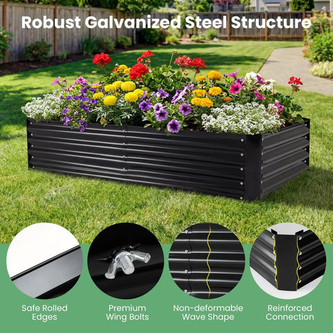 Metal Raised Garden Bed With Cover And Mini Greenhouse For Outdoor Planter Boxes Two Roll Up Windows Open Ended Base