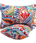 All-Weather Water-Resistant Outdoor Pillows Set of 2, 12x20 Inch, Colorful Paisley Pattern Throw Cushions With Inserts for Patio Furniture