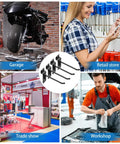Heavy Duty Slatwall Hooks 24 Pack Set For Garage Shed And Workshop Metal Wall Hangers In 4 6 And 8 Inch Sizes displayed in various use settings