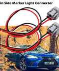 2 Pin Side Marker Light Connector For Lexus ES330 RX330 2004 2005 2006 Easy Install Pigtail Wire Harness with car