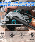 Heavy Duty Replacement Power Cord 664463-0 2X14X8 SJ for Circular Saws being used with a Makita circular saw on a wooden board