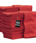 Pro Grade Auto Shop Towels 100 Pack Red 100 Percent Cotton Lint Free Shop Rags For Wet Or Dry Use Commercial Grade Cleaning Cloths