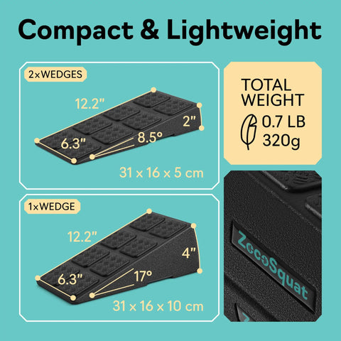 Heavy Duty Squat Wedge Block Set For Fitness Fanatics With Dope High Weight Rating Epp Foam Build, 12.2" size, for stable squats.