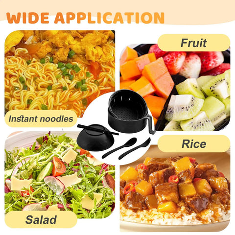 New 3 In 1 Microwave Ramen Cooker Bowl With Lid For Instant Soup Pasta And Rice Maker, versatile meal solutions shown