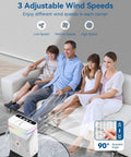 Compact 4-In-1 Mini Air Conditioner With Ice Water Cooling, Humidifier, Night Light, 1250ml Tank, 3 Speed Settings in living room