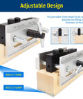 Self Centering Dowel Jig Kit with Six Drill Guide Bushings for precise straight holes in woodworking projects, adjustable design.