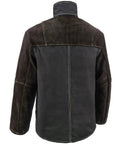 Back view of Split Cowhide Leather Welding Jacket With Lined Sleeves And Flame Resistant Cotton Body For Serious Heat Protection
