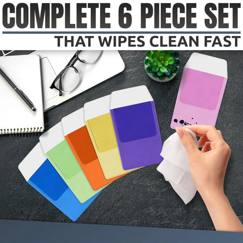 Hand cleaning Multi Color Pocket Protectors For Pens And Pencils, Ink Leak Guard For Shirts, Lab Coats, And Pants, Compact 3.2 By 6.1 Inch Pen Organizer showing six colors