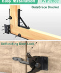 Anti Sag Gate Kit Two Pack Heavy Duty Fence Gate Hardware For Durable Wood And Metal Gates, Steel Construction, Rust Proof Design, Supports Up To 120 Lbs Per Gate, Easy Install And Long Lasting Performance, gate brace and self-locking latch on wood gate