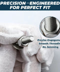 Close-up of Six Piece Set 3/8-16 Stainless Steel Hex Head Screws Bolts With Nuts Flat And Lock Washers Full Thread Coarse Thread