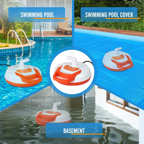 Automatic Pool Cover Pump One Quarter HP 1500 GPH Submersible Sump Pump 115 And 230 Volt in use near pool and basement