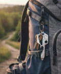 Zinc Alloy Multitool Keychain With Screwdriver Wrench And Bottle Opener For Everyday Carry Grab And Go Utility attaches to backpack.