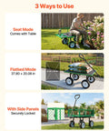 Beast Mode 500 Lbs Garden Cart With Seat, 2-In-1 Wagon; three usage modes including seat, flatbed, and side panels.