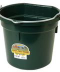 Flat Back 20 Quart Green Bucket For Dogs And Horses With Heavy Duty Metal Carrying Handle Wall Mounted Design