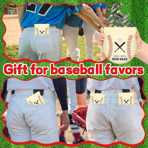 12 Pack Mini Baseball Snack Bags With Squeeze Tops Canvas Treat Bags For Team Gifts in baseball players' pockets