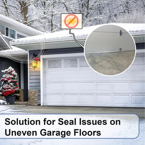 Garage with Garage Door Bottom Seal Kit 16.5ft EPDM Rubber Weatherproof Seal With Aluminum Track Kit installed in winter