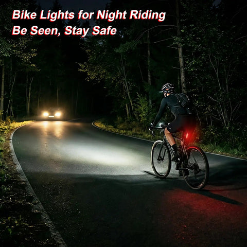 Ultra Bright USB Rechargeable Bike Light Set With Front Headlight And Rear Taillight Four Mode Options Built In Battery Easy Mounting For Road Mountain And City Cycling