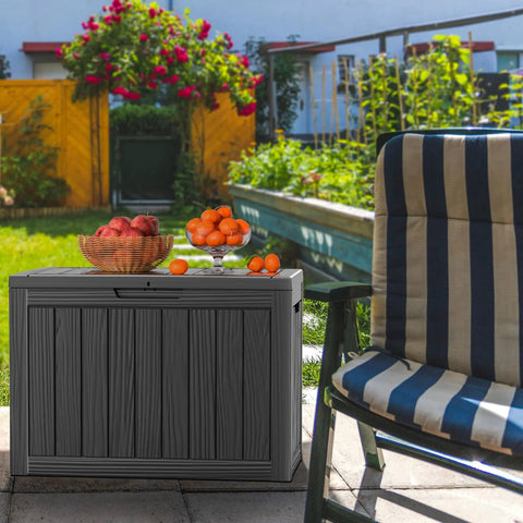 Heavy Duty 50 Gallon Outdoor Storage Box With Lockable Waterproof Seal Tough Deck Box That Doubles As A Patio Bench in garden