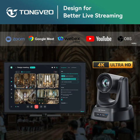Crystal Clear 4K AI PTZ Camera With Auto Tracking And 20X Optical Zoom For Conference Rooms, Live Streaming, HDMI USB3 LAN PoE