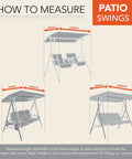 Guide on measuring patio swings for Two Seater Patio Swing Cover For Outdoor Use Heavy Duty Weatherproof Fabric Protects Your Swing And Outdoor Furniture From Rain Sun And Wind Khaki 87 Inch Long By 64 Inch Wide By 66 Inch High Fits Most Two Seaters For Patio Deck Or Porch