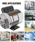 Half HP Single Phase Electric Motor Powerful 3450 RPM 56 Frame Five Eighth Inch Keyed Shaft shown with various application uses