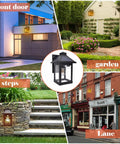 Outdoor Solar Wall Lanterns With Three Modes, Dusk To Dawn Motion Sensor LED Sconce Lights on different outdoor locations
