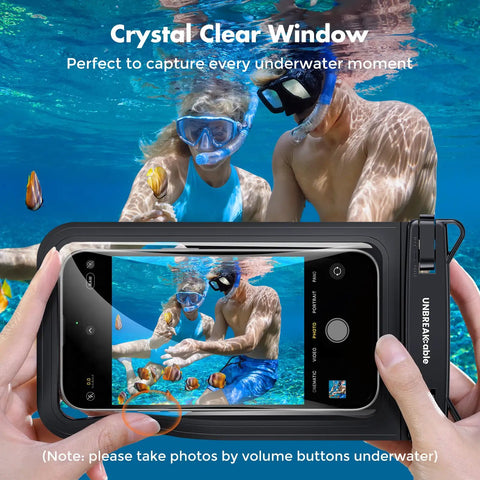 Underwater view using IPX8 Waterproof Phone Pouch Two Pack For iPhone 15 16 17 Pro Max Up To Seven Inches Dry Bag With Lanyard