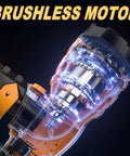 350W Brushless Paint Sprayer Yielding Hella Smooth Finish And No Sweat Operation For DeWalt Batteries Ships With Four Copper Nozzles brushless motor close-up, showcasing design and technology.
