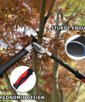 Heavy Duty Lopper With Compound Action Tree Cutter For Thick Branches Up To 1.6 Inches, 18 Inch Pruner shown cutting branches