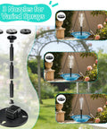 Solar Hanging Bird Bath Fountain With Cascading Water Effect For Garden Patio And Backyard Outdoor Solar Powered Bird Bath Fountain Easy No Fuss Setup Low Maintenance Water Display with nozzles and water sprays shown.