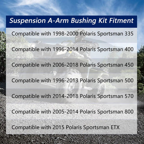 Suspension A Arm Bushing Kit For Polaris Sportsman ATV 28 Piece Upgrade Fits 1996 To 2018 Models 335 400 450 500 570 800 ETX Replacement Bushings Beefed Up Durable Performance for compatible Sportsman models