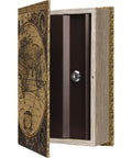 Antique Map Book Safe with Key Lock and Hidden Diversion Magnetic Closure Stash Ready Steel Compartment, open view