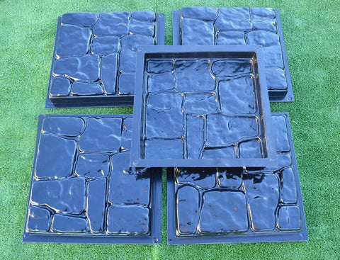 DIY Flagstone Concrete Mold Set 5-Piece Cobblestone Paver Molds For Garden Path And Patio Stone Casting Durable ABS Plastic
