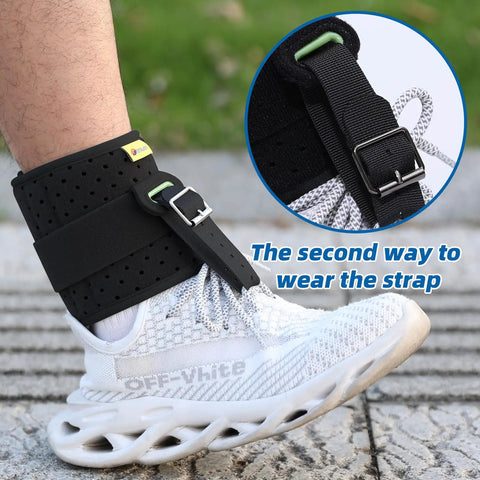 Foot Drop Ankle Brace Orthosis With Cushioned Adjustable Wrap Compression for Easier Walking Gait on sneaker