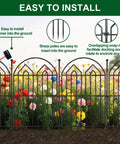 17 Inch Tall Garden Fence Set 28 Foot Long Arched Rustproof Metal No Dig Border Fencing With Stakes 26 Panels in flower bed