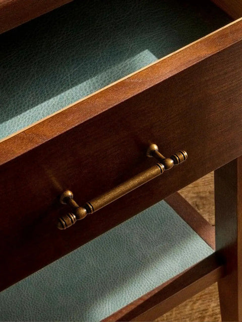 Vintage Antique Brass Cabinet Pulls Set Of Five With Three And Three Quarters Inch Hole Centers on wooden drawer