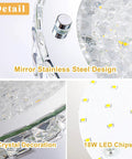 Crystal Flush Mount Ceiling Light 18W LED Dimmable Modern Fixture 11 Inch Diameter with detailed crystal decoration and LED chips.