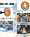 Installation steps of Rechargeable Miter Saw Laser Guide With Type C Fast Charging for accurate crosscuts on compound miter saws.