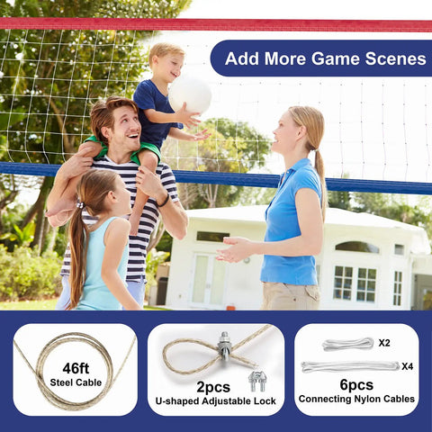 Heavy Duty Outdoor Volleyball Net 32X3FT Net Only With All Weather HDPE UV Treated Stainless Cable reinforced setup