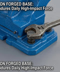 Beefed Up Heavy Duty Bench Vise With 6.3 Inch Jaw Width And 11 Inch Body Industrial Grade Clamp iron forged base with wrench