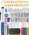 Wood Burning Kit With Adjustable Temperature 220 To 480 C, 116-piece pyrography and soldering tool set with tips, stencils, and accessories.